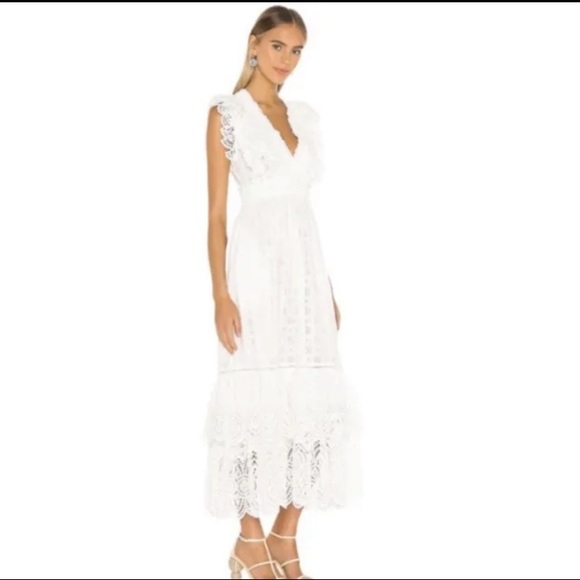 Ulla Johnson - Demna Dress in Pristine White Eyelet Maxi Size 2  GORGEOUS V-neck - Picture 3 of 12
